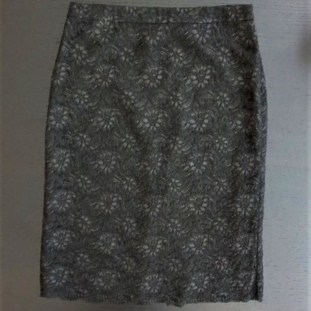 Banana Republic Lace Overlay Knee Pencil Skirt 6 8